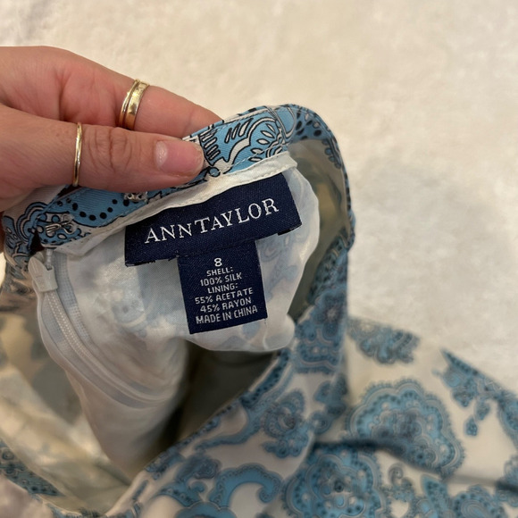 VTG Ann Taylor Women's Size 8 Blue/White Paisley 100% Skirt Maxi‎ Skirt - Picture 5 of 6